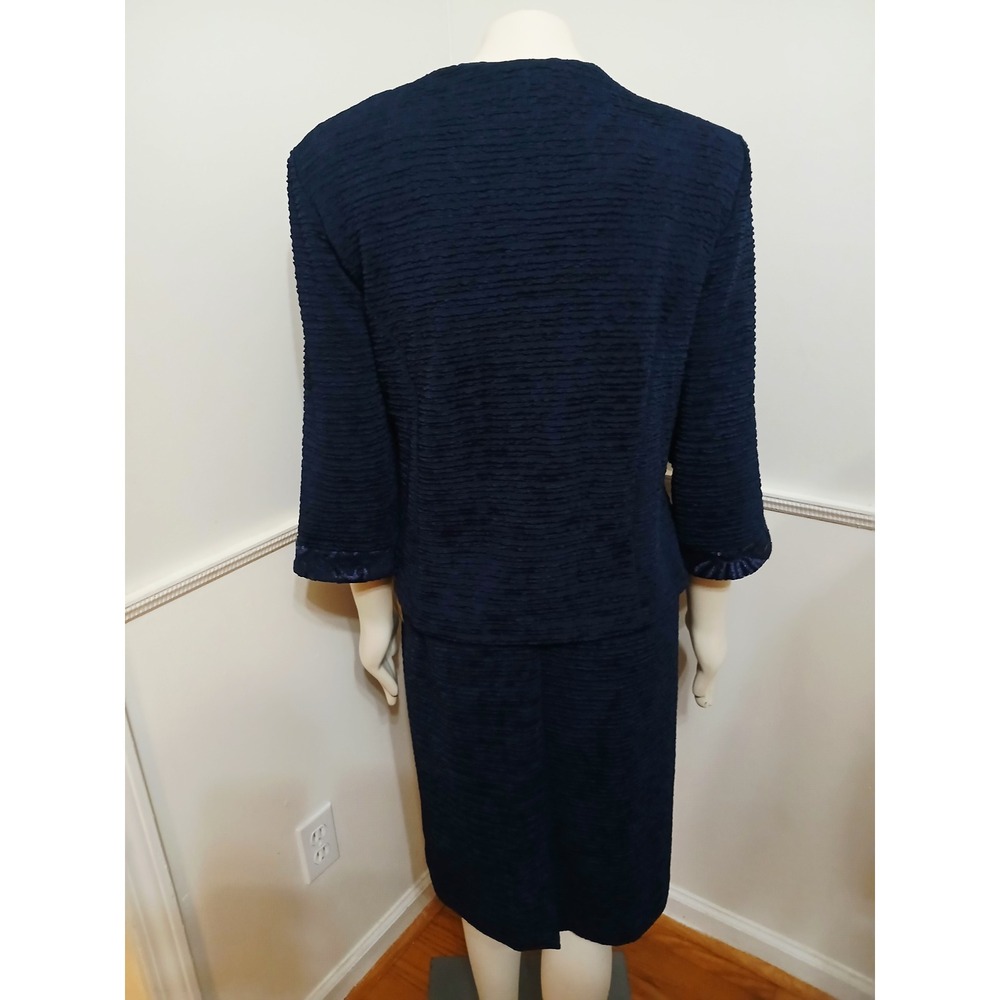 Maya Brooke Navy Blue Sequin Trim Dress and Jacket Set 22W Plus Size NEW - Picture 5 of 11